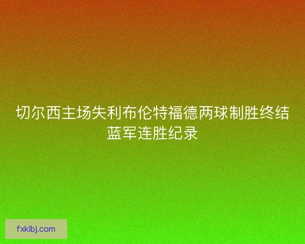 切尔西主场失利布伦特福德两球制胜终结蓝军连胜纪录
